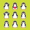 Emojis vector stickers with pinguin character