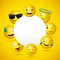 Emojis yellow round face background