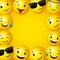 Emojis yellow round face background