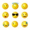 Emojis yellow round face set