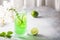 Emonade with lime, basil and ice