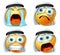 Emoticon arab crying emoji vector set. Saudi arab emoticon or emoji yellow face in crying, scared, surprise and sad emotion.