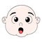 Emoticon baby boy head being surprised gape open mouth