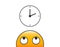 Emoticon character person head looking at time. Clock icon. Vector illustration with transparent background