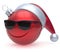 Emoticon Christmas ball eyeglasses smiley face adornment red