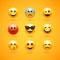 Emoticon face smile vector icon. Emotion happy emoji expression cartoon character