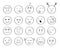 Emoticon faces icon set vector in doodle style. Simple Emoji pictograms in hand drawn style.