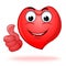 Emoticon heart shaped face showing thumb up