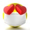 Emoticon with hearts wearing face mask - 3D illustration