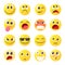 Emoticon icons set, cartoon style