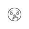 Emoticon making silence sign line icon