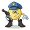 Emoticon police holding gun mascot vector cartoon illustration