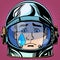 Emoticon sadness tears Emoji face man astronaut retro