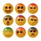 Emoticon showing basic human feelings and emotions with facial expressions and colors. Vector illustration.