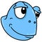 emoticon of a sleepy blue eyed frog head  doodle icon image kawaii