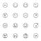 Emoticon smiley line icons set
