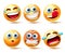 Emoticon smileys vector set. Smiley 3d emojis character in facial expressions like laughing, angry and crying for emoticons.