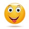 Emoticon smiling face shows tongue