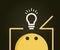 Emoticon thinking outside the box. Lightbulb outside the box representing new innovative ideas and solutions