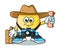 Emoticon traveler with camera, map, hat, and suitcase mascot vector cartoon illustration