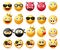 Emoticon vector set. Smiley face and yellow emoji of king and queen wearing crown, ninja and bearded pirate