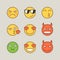 Emoticons angry demon kiss nauseous love smile. Funny stickers