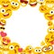 Emoticons and empty blank space for text. Photo frame with funny smileys