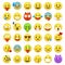 Emoticons set. Emoji faces emoticon smile funny digital smiley expression emotion feelings chat messenger cartoon emotes