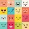 Emoticons vector pattern. Emoji square icons.