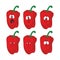 Emotion cartoon red pepper vegetables set 004