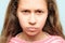 Emotion face grumpy pursed lips frowning child