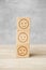 Emotion face symbol on wooden blocks. mood, Service rating, ranking, customer review, satisfaction, evaluation and feedback