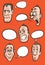 Emotion faces with speech balloons vector set