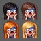 Emotion icons scared female with long hairs for social networks and stickers