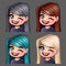 Emotion icons winks female with long hairs for social networks and stickers