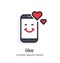 Emotion phone content, private, comment, like, love, heart illustration Icon.