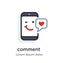 Emotion phone content, private, comment, like, love, heart illustration Icon.