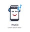 Emotion phone headphones, music, listening, enjoying, quality, codec, notes illustration Icon.