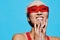 Emotion woman fashion smiling blue beauty red young portrait asian sunglasses