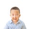 Emotional Asian boy 6 years old, isolated on white background