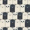 Emotional black and white cats with big eyes create a cute modern seamless pattern