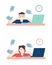 Emotional burnout concept. Exhausted female and male office worker. Vector flat cartoon illustration