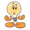 Emotional character cartoon lightbulb. Confusion. On white background