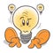 Emotional character cartoon lightbulb. Musings.On white background