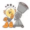 Emotional character cartoon lightbulb. Scientist astronomer. On white background. Vector