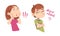 Emotional children set. Cute girl and boy with surprised and disdainful face expression cartoon vector illustration