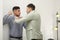 Emotional colleagues fighting. Workplace conflict