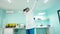 Emotional doctor dental technician in the office. Video 360.