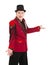 Emotional Entertainer in Red Suit and Silk Hat