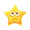 Emotional face of yellow star, sad and unhappy, cartoon character